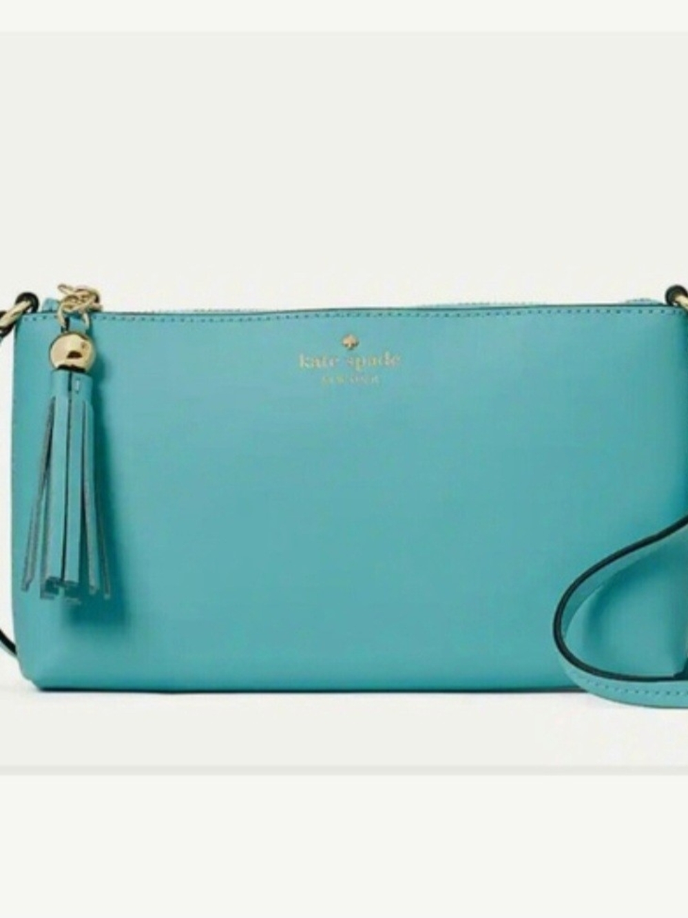 Kate Spade Turquoise Leather Crossbody with Tassel